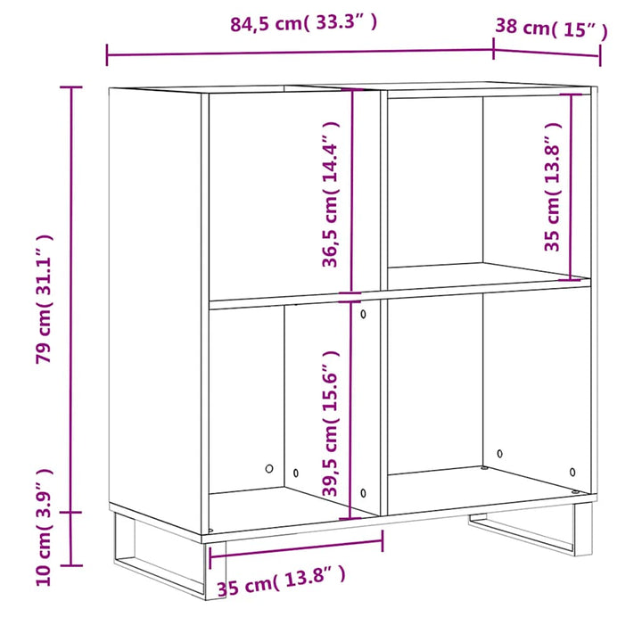 vinylskab 84,5x38x89 cm konstrueret træ hvid