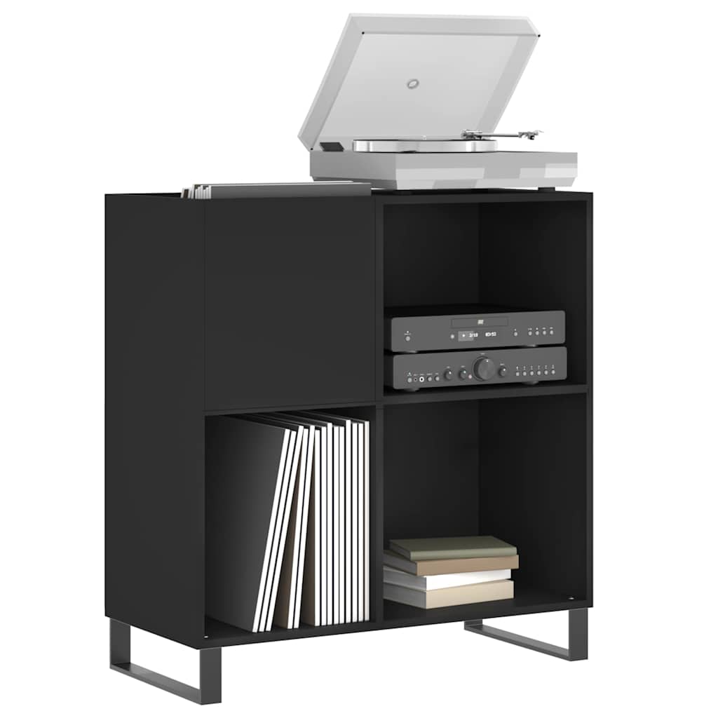 vinylskab 84,5x38x89 cm konstrueret træ sort