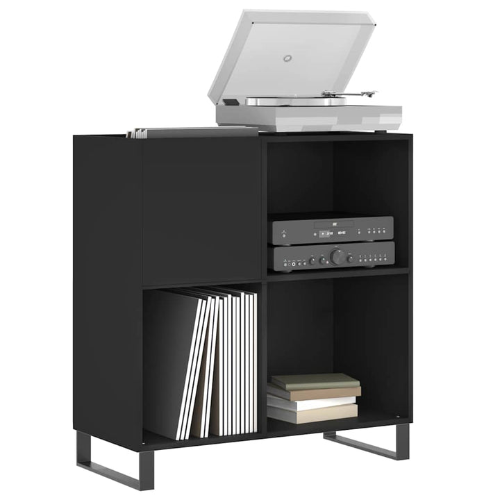 vinylskab 84,5x38x89 cm konstrueret træ sort
