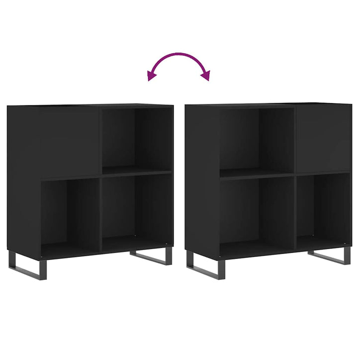 vinylskab 84,5x38x89 cm konstrueret træ sort