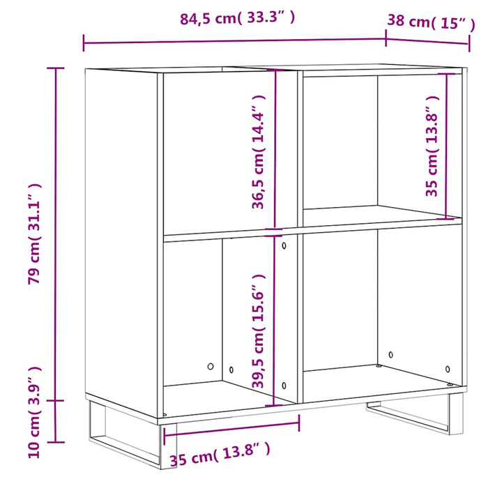 vinylskab 84,5x38x89 cm konstrueret træ sort