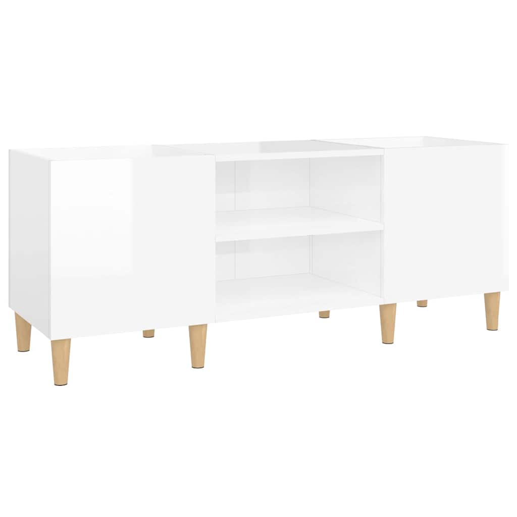 vinylskab 121x38x48 cm konstrueret træ hvid højglans