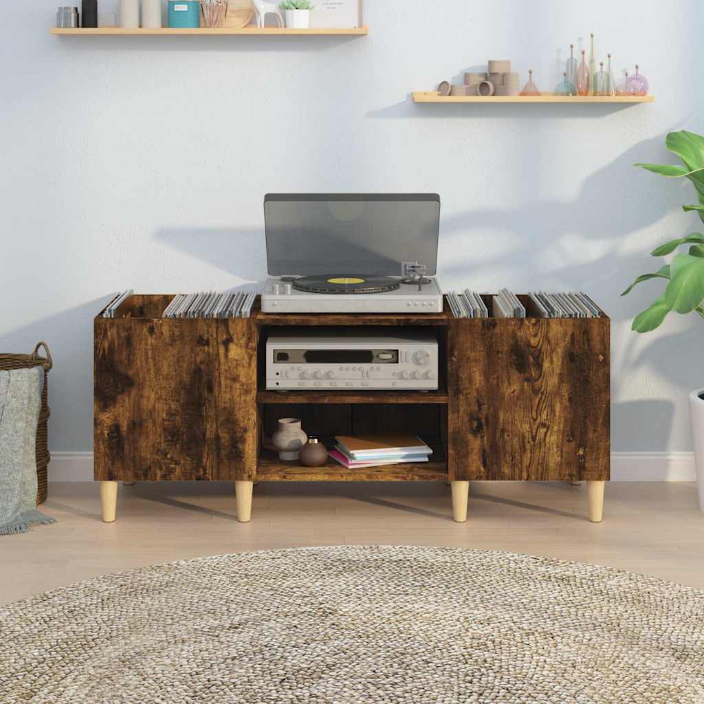 vinylskab 121x38x48 cm konstrueret træ røget egetræsfarve