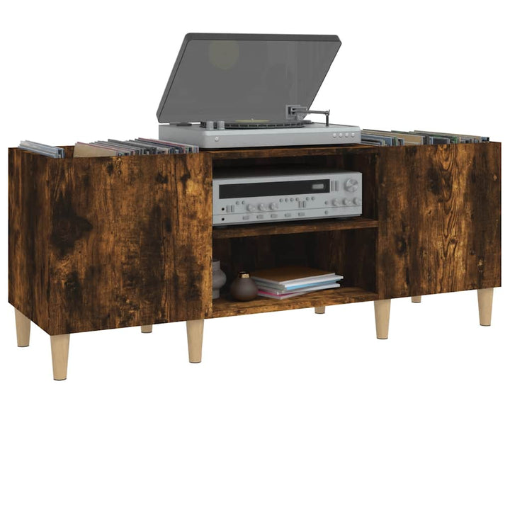 vinylskab 121x38x48 cm konstrueret træ røget egetræsfarve