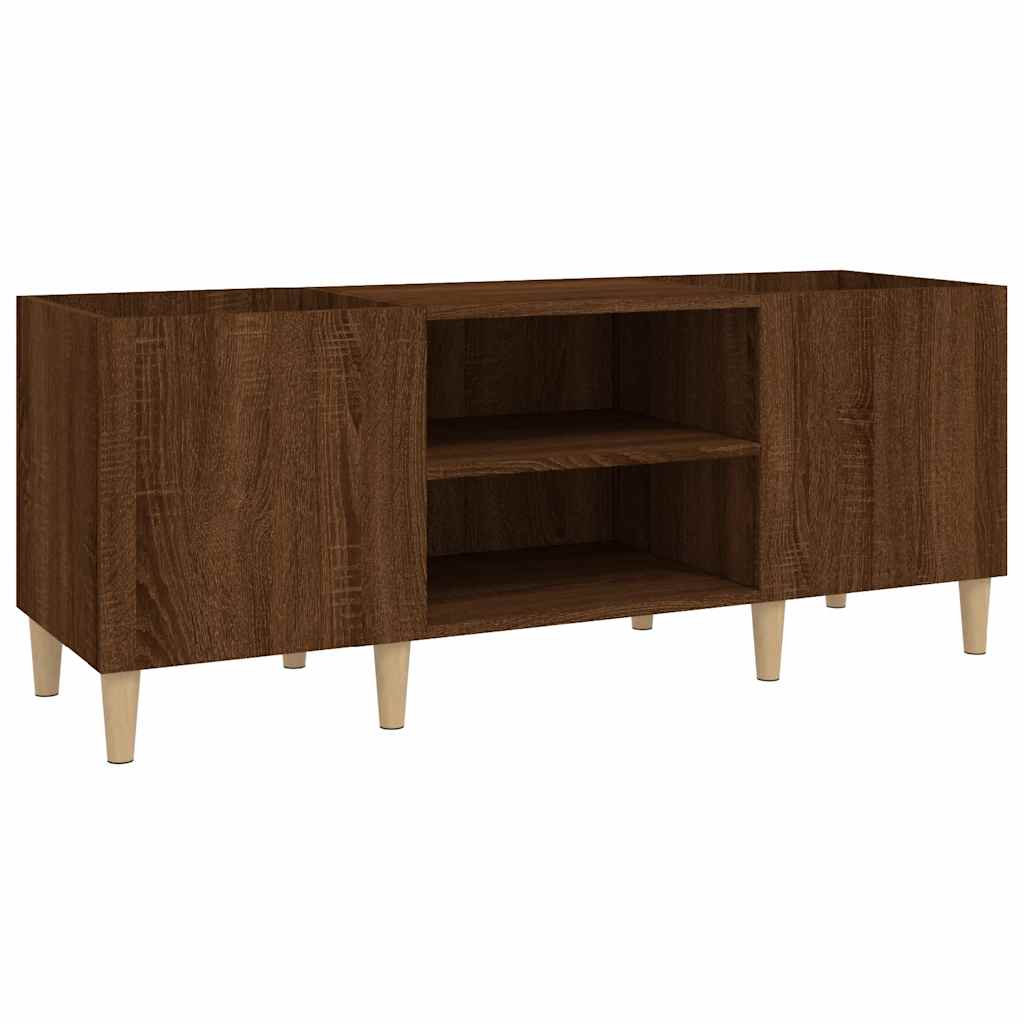 vinylskab 121x38x48 cm konstrueret træ brun egetræsfarve