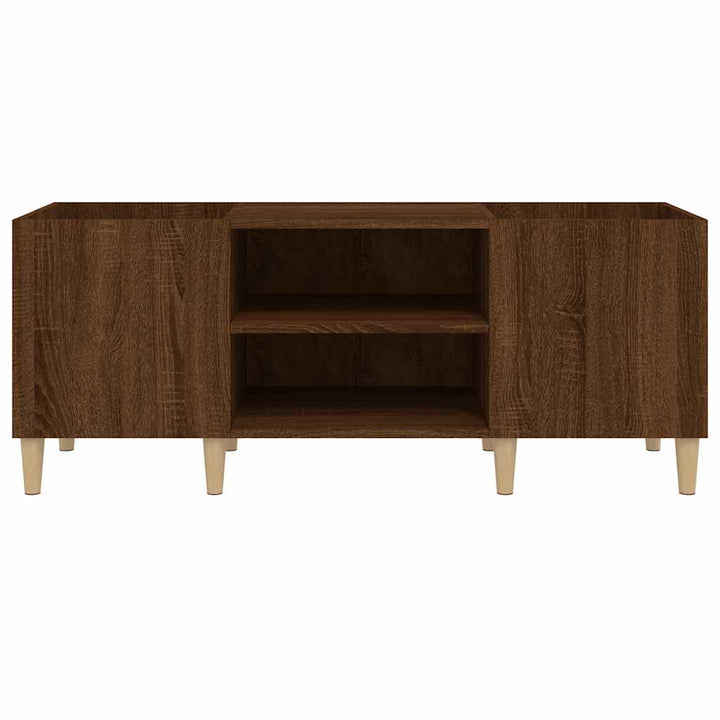 vinylskab 121x38x48 cm konstrueret træ brun egetræsfarve