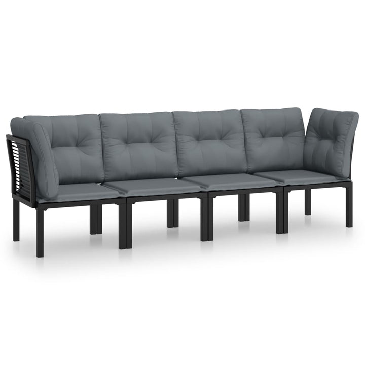 loungesæt til haven 4 dele polyrattan sort og grå
