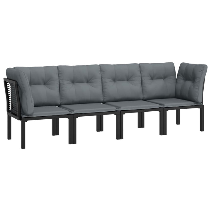 loungesæt til haven 4 dele polyrattan sort og grå