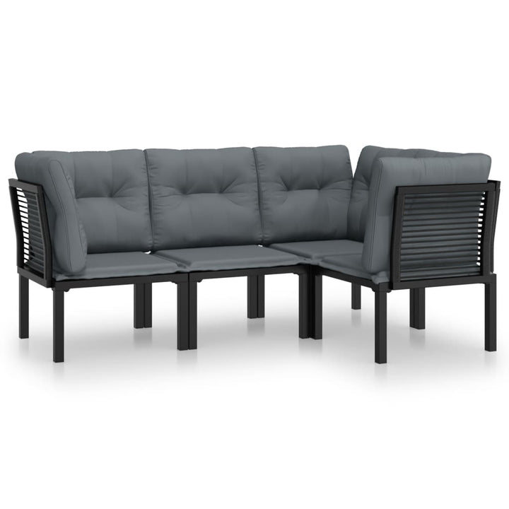 loungesæt til haven 4 dele polyrattan sort og grå