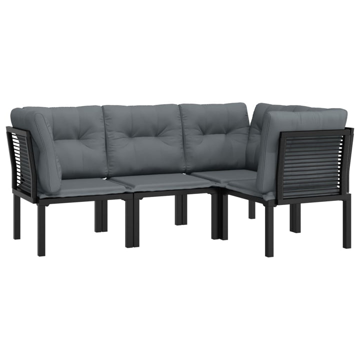 loungesæt til haven 4 dele polyrattan sort og grå
