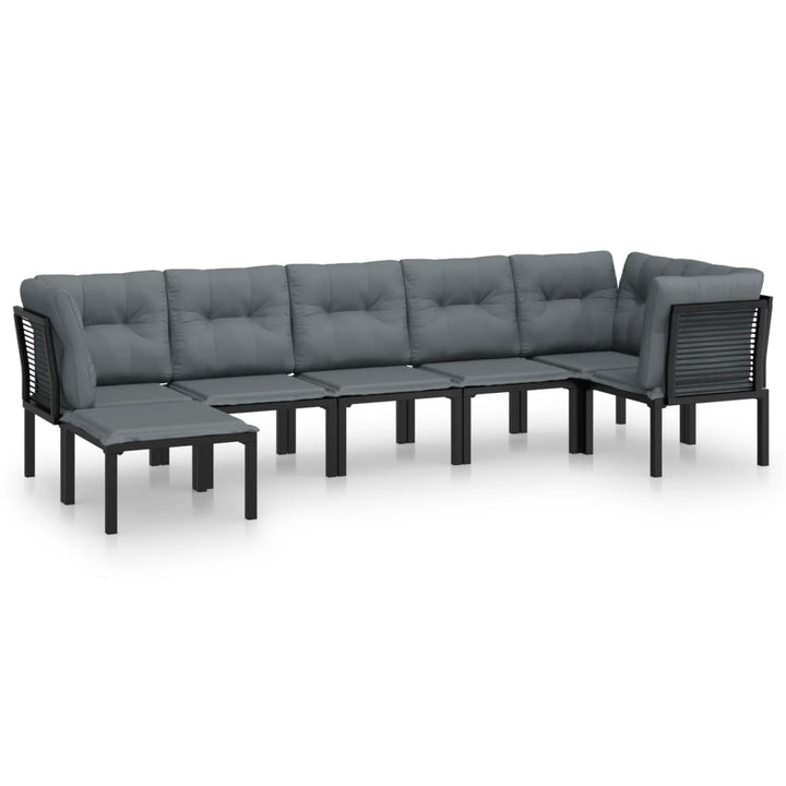 loungesæt til haven 7 dele polyrattan sort og grå