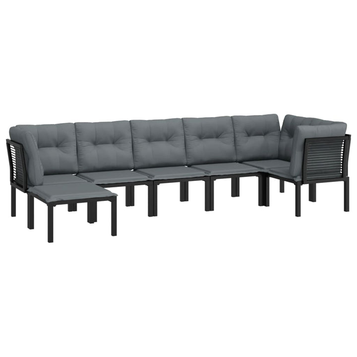 loungesæt til haven 7 dele polyrattan sort og grå