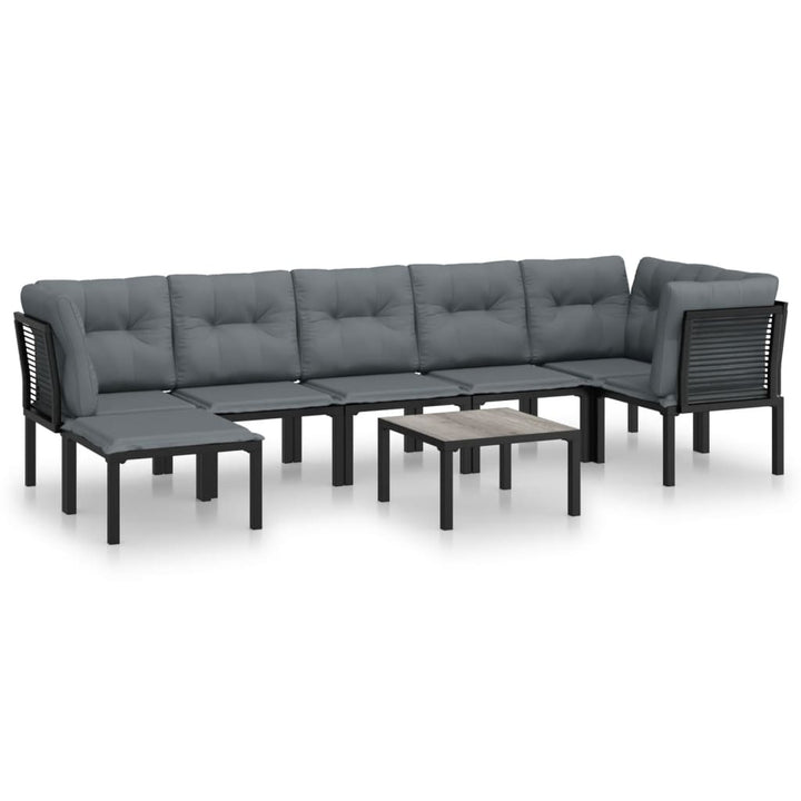 loungesæt til haven 8 dele polyrattan sort og grå