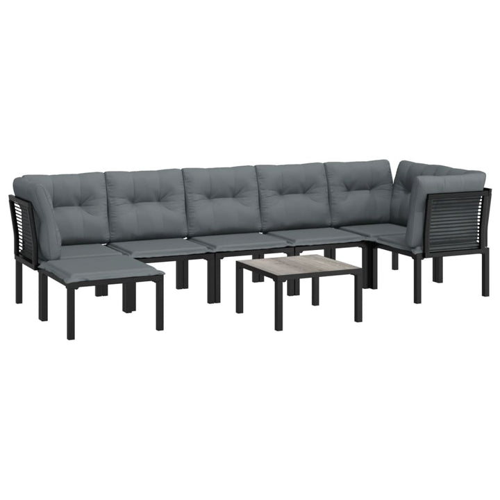 loungesæt til haven 8 dele polyrattan sort og grå
