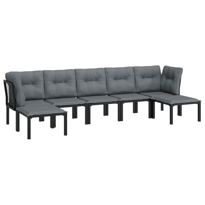 loungesæt til haven 7 dele polyrattan sort og grå