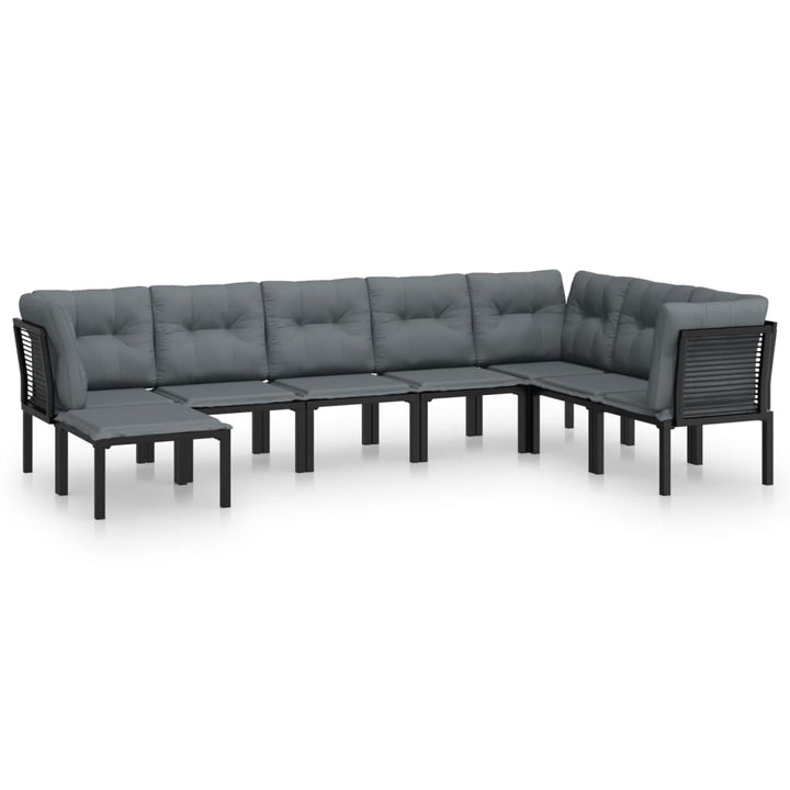 loungesæt til haven 8 dele polyrattan sort og grå