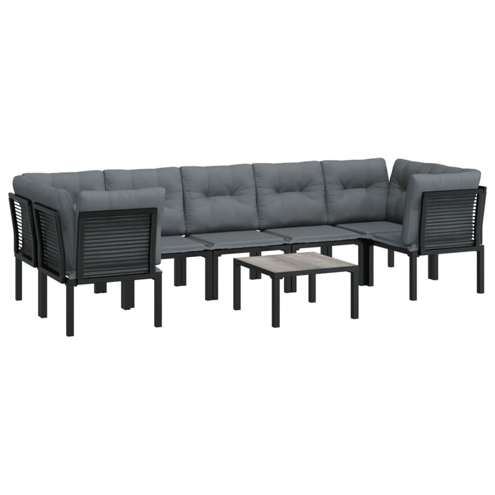 loungesæt til haven 8 dele polyrattan sort og grå