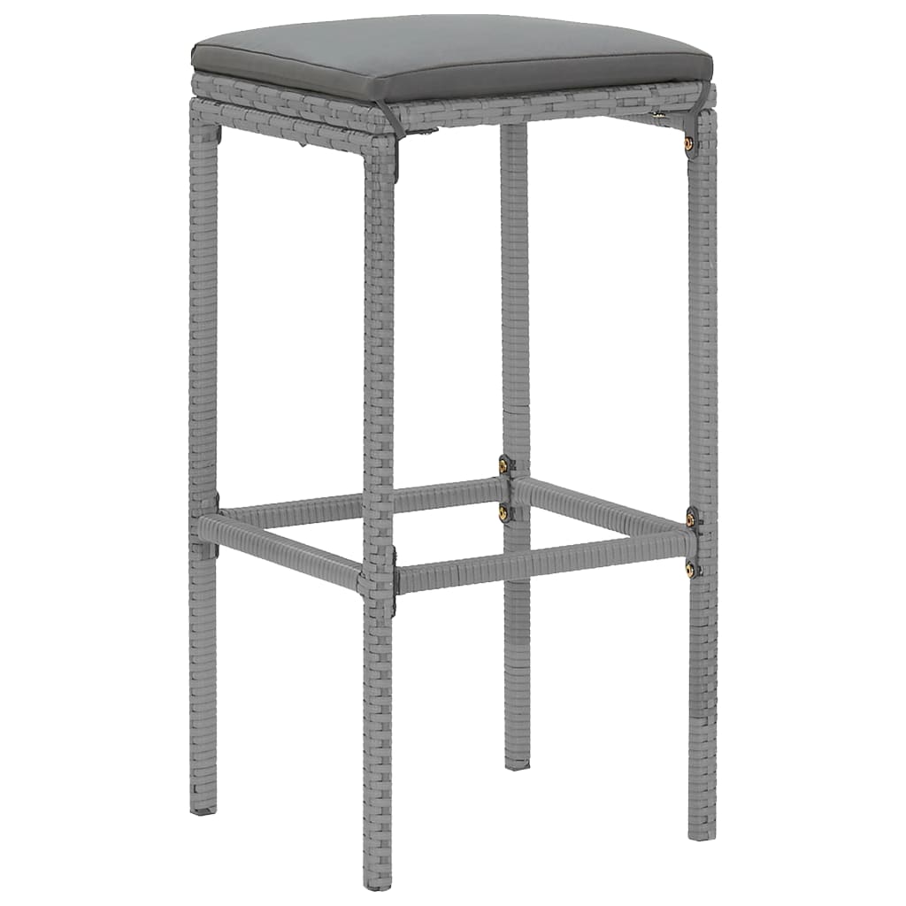 barsæt til haven 9 dele med hynder polyrattan grå