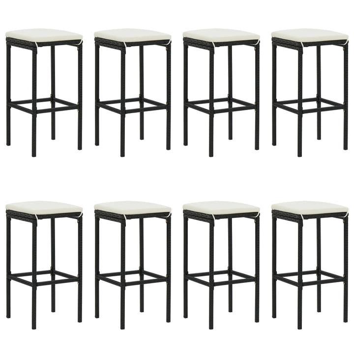 barsæt til haven 9 dele med hynder polyrattan sort