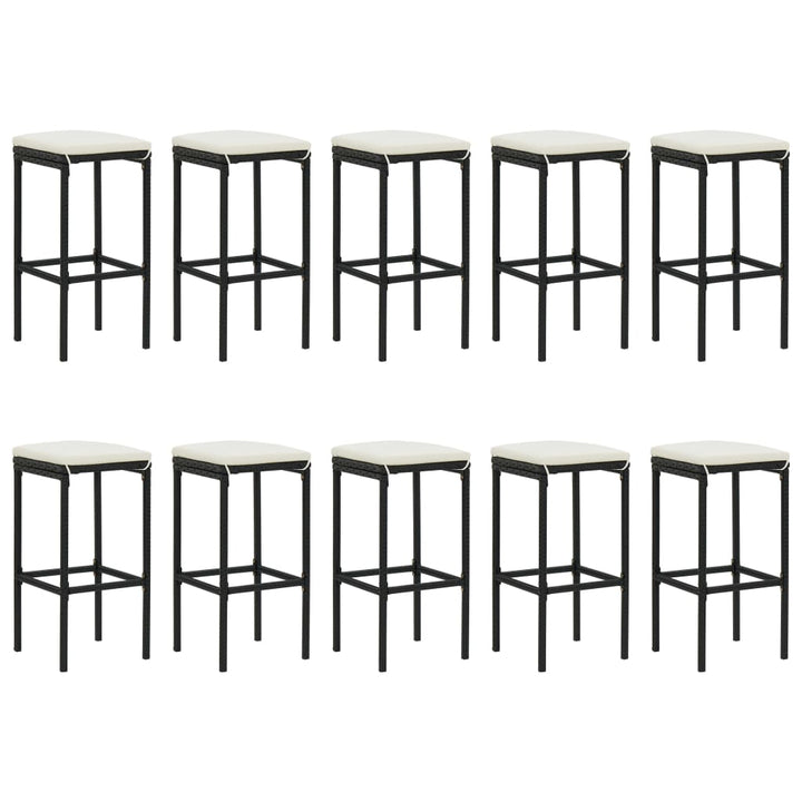 barsæt til haven 11 dele med hynder polyrattan sort