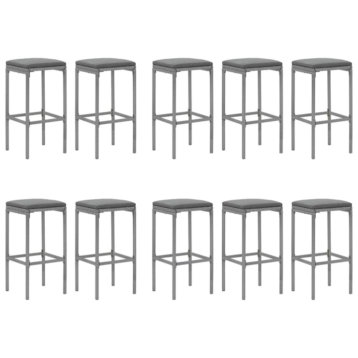 barsæt til haven 11 dele med hynder polyrattan grå