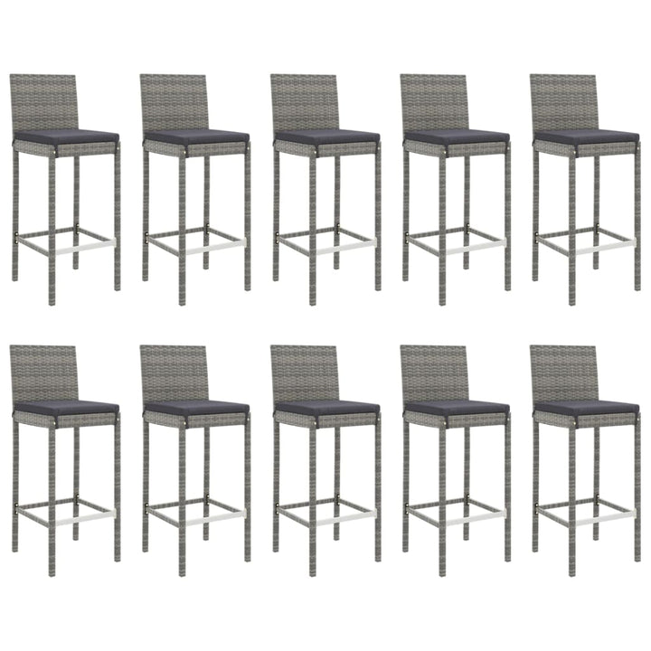 barsæt til haven 11 dele med hynder polyrattan grå