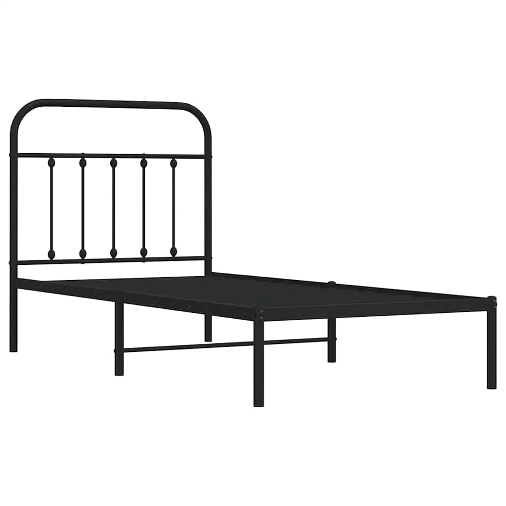 sengeramme med sengegavl 90x200 cm metal sort