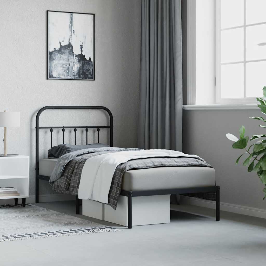 sengeramme med sengegavl 90x200 cm metal sort