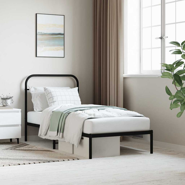 sengeramme med sengegavl 90x200 cm metal sort
