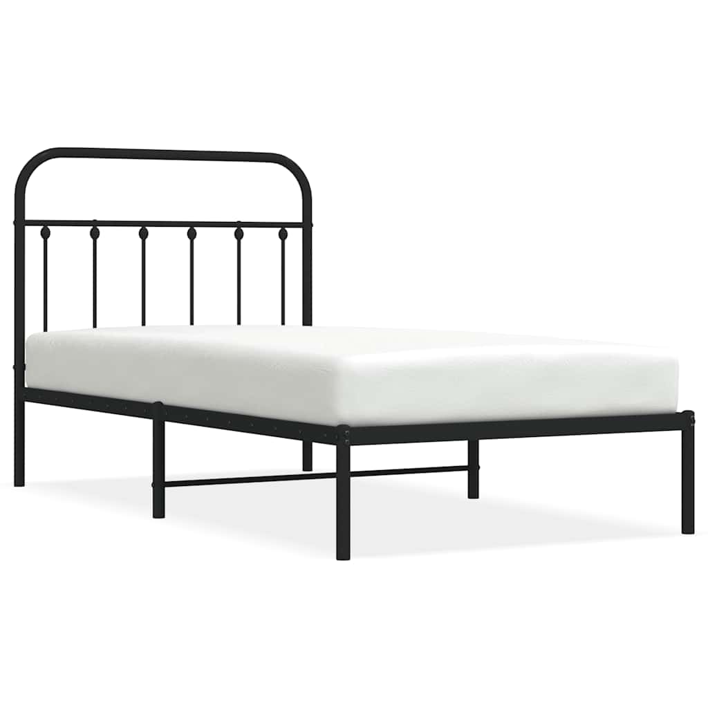 sengeramme med sengegavl 100x190 cm metal sort