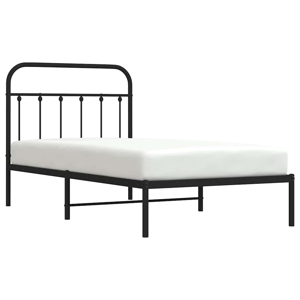 sengeramme med sengegavl 100x190 cm metal sort