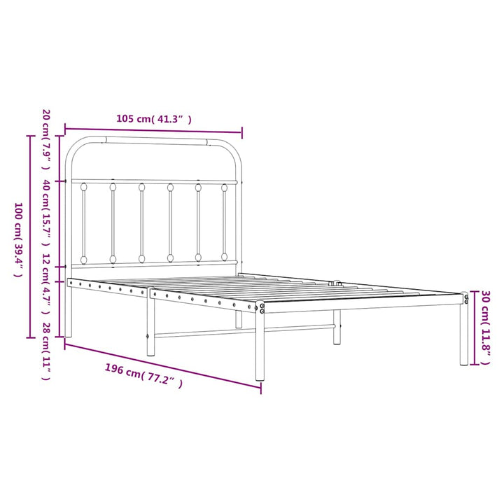 sengeramme med sengegavl 100x190 cm metal sort