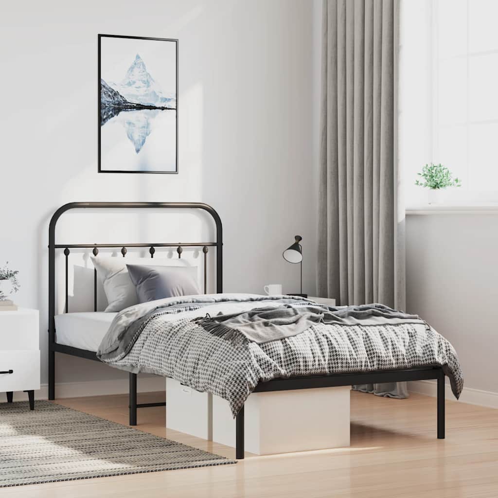 sengeramme med sengegavl 100x190 cm metal sort