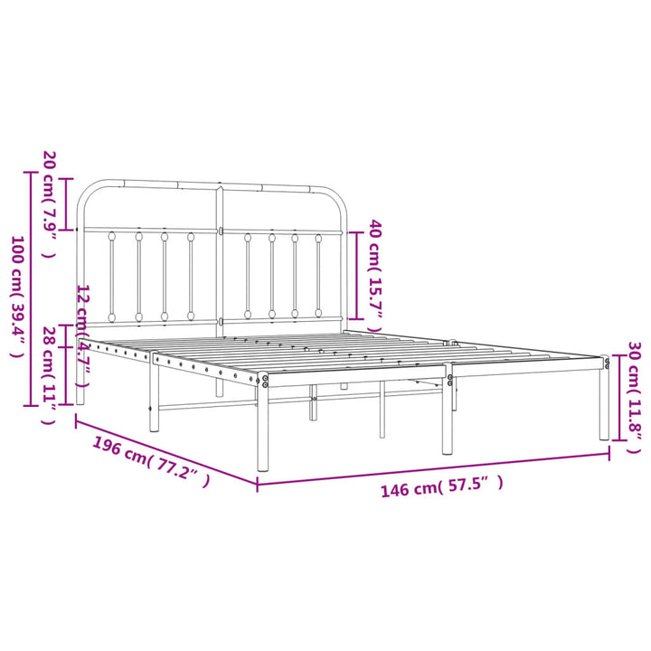 sengeramme med sengegavl 140x190 cm metal sort
