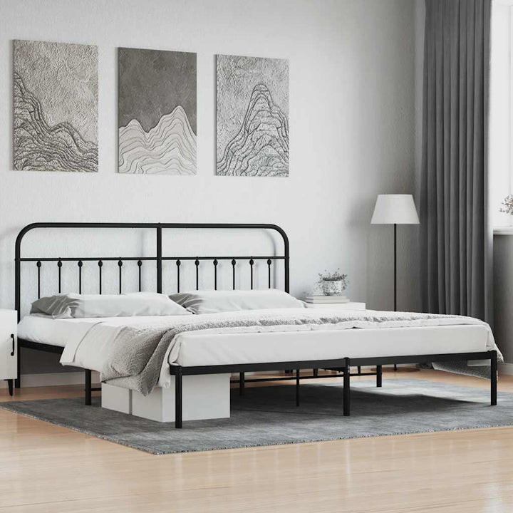 sengeramme med sengegavl 200x200 cm metal sort