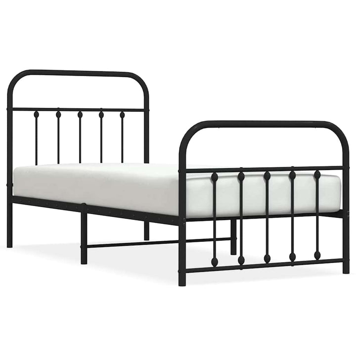 sengeramme med sengegavl og fodgærde 90x190 cm metal sort