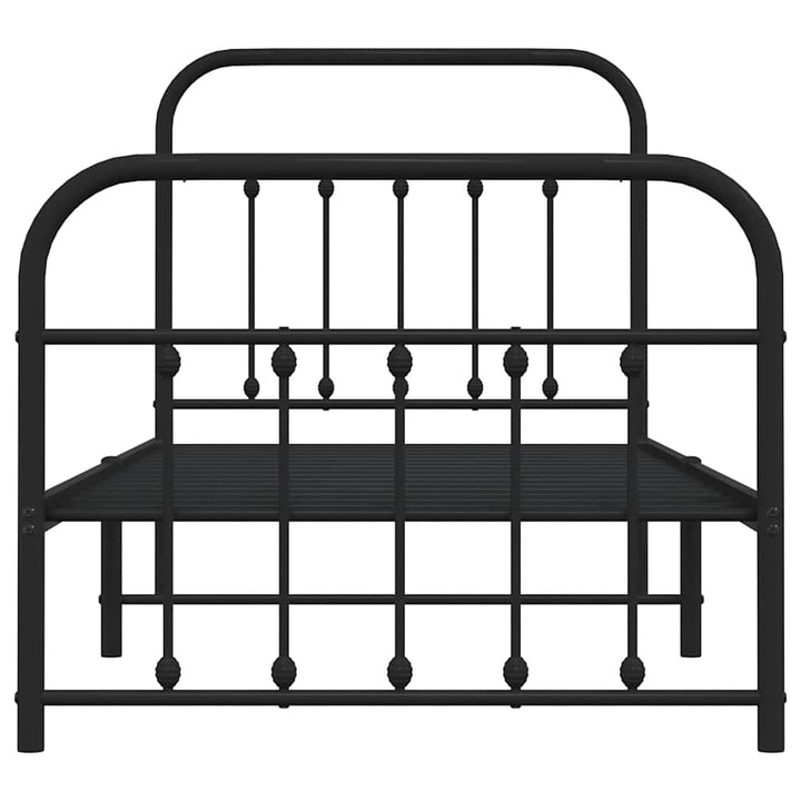 sengeramme med sengegavl og fodgærde 90x190 cm metal sort