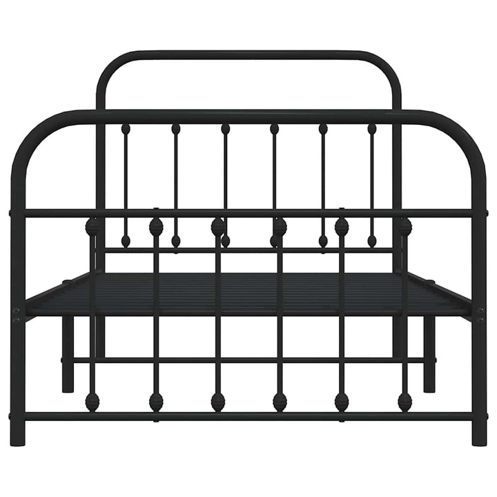 sengeramme med sengegavl og fodgærde 100x190 cm metal sort
