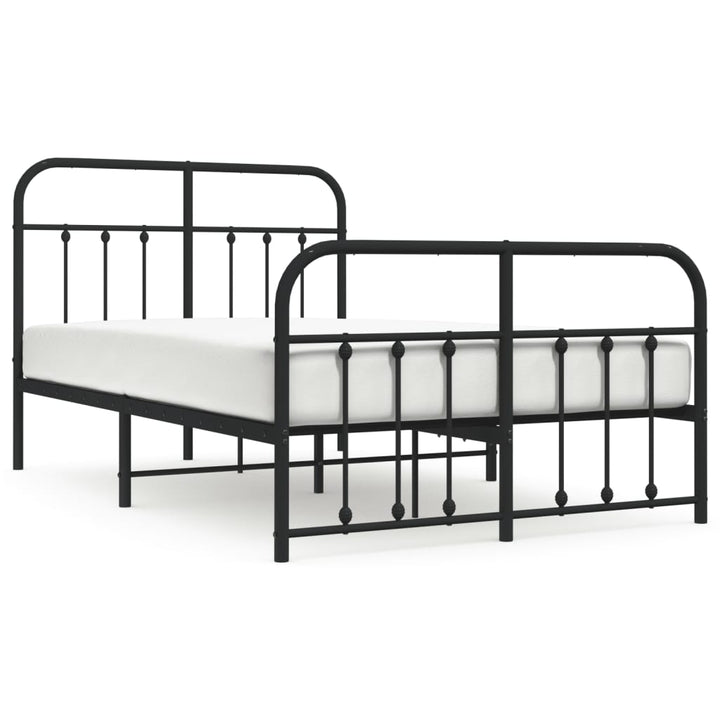 sengeramme med sengegavl og fodgærde 120x190 cm metal sort
