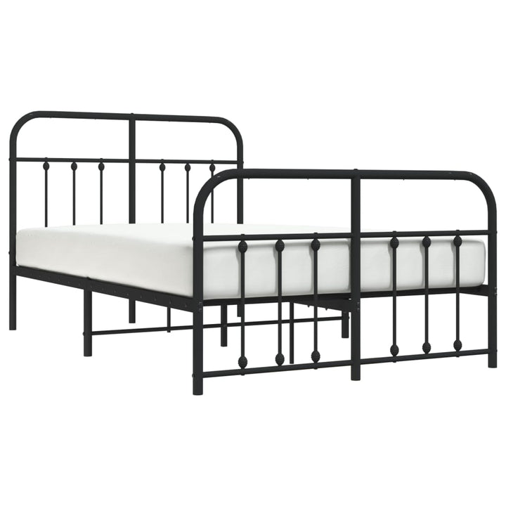 sengeramme med sengegavl og fodgærde 120x190 cm metal sort