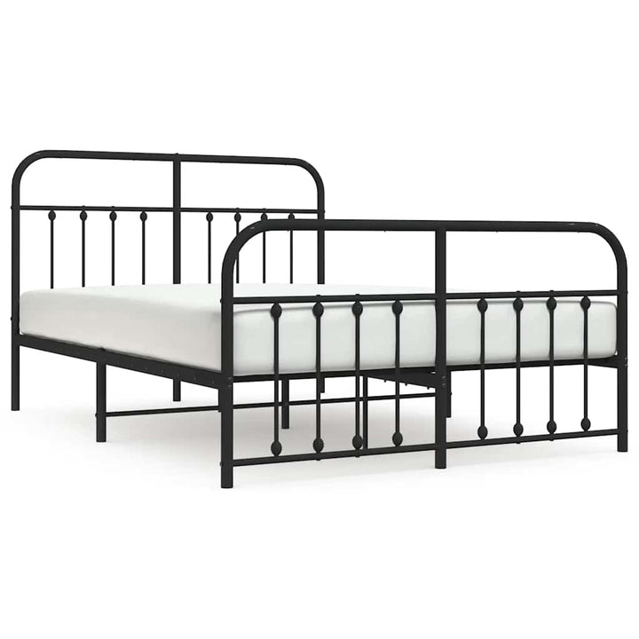sengeramme med sengegavl og fodgærde 135x190 cm metal sort