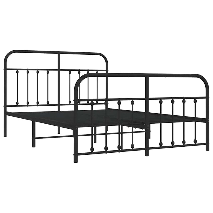 sengeramme med sengegavl og fodgærde 135x190 cm metal sort