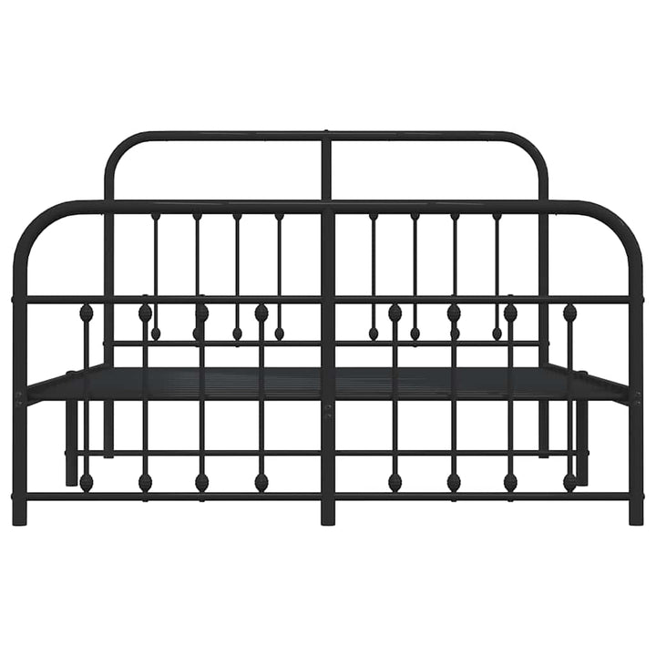 sengeramme med sengegavl og fodgærde 135x190 cm metal sort