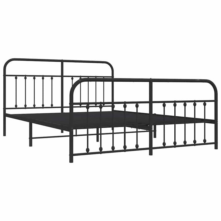 sengeramme med sengegavl og fodgærde 183x213 cm metal sort