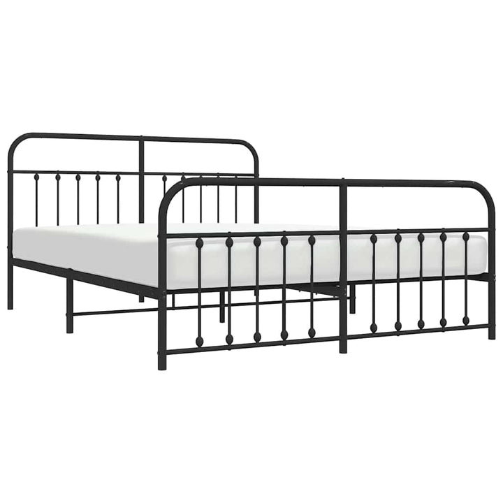 sengeramme med sengegavl og fodgærde 183x213 cm metal sort