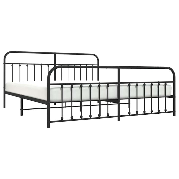 sengeramme med sengegavl og fodgærde 193x203 cm metal sort