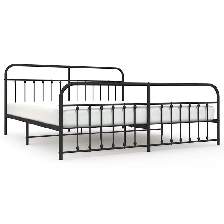 sengeramme med sengegavl og fodgærde 200x200 cm metal sort