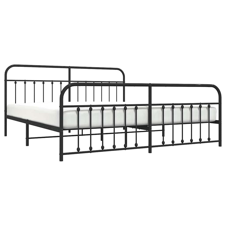 sengeramme med sengegavl og fodgærde 200x200 cm metal sort