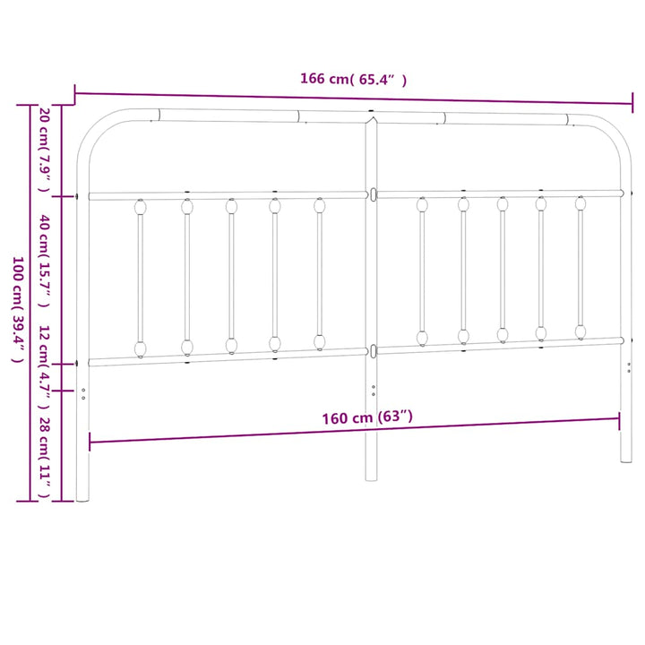 udskiftningsgavl 160 cm metal sort