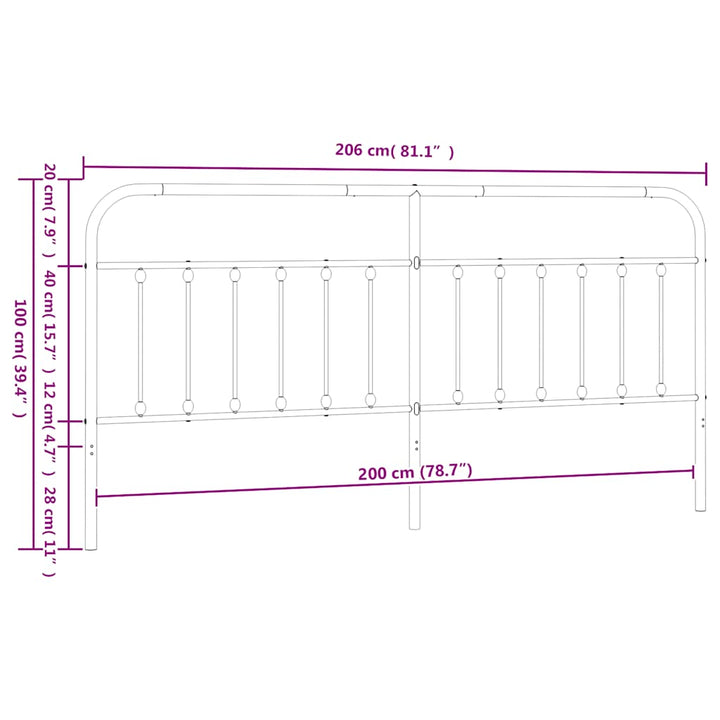 udskiftningsgavl 200 cm metal sort
